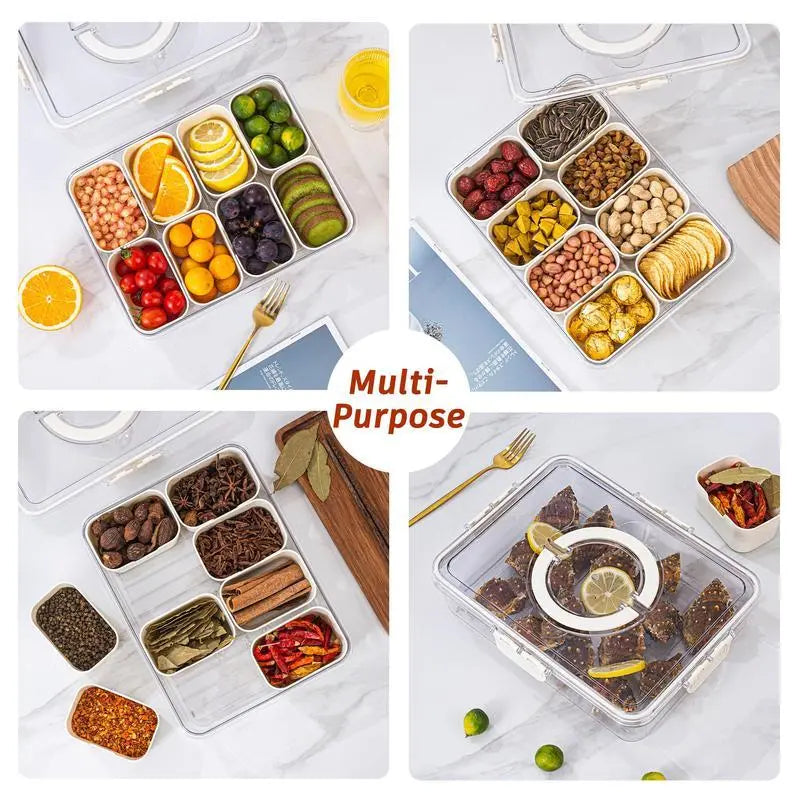 Food Storage Box, 1 Set Clear Food Storage Container with Lid & Handle, Portable Reusable Snack Container for Home Kitchen Party, Travel Accessories