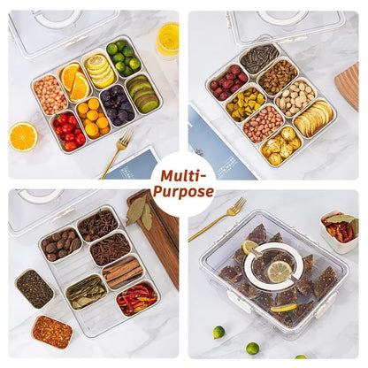 Food Storage Box, 1 Set Clear Food Storage Container with Lid & Handle, Portable Reusable Snack Container for Home Kitchen Party, Travel Accessories