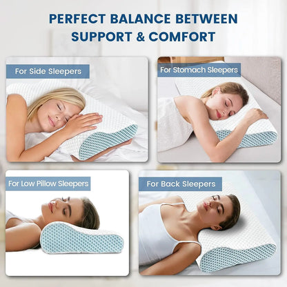 Neck Pillow Contour Memory Foam Pillows for Pain Relief Bed Pillow for Sleeping, Ergonomic Pillow for Neck and Shoulder Pain, Orthopedic Cervical Pillow for Side Back Stomach Sleeper Polovo