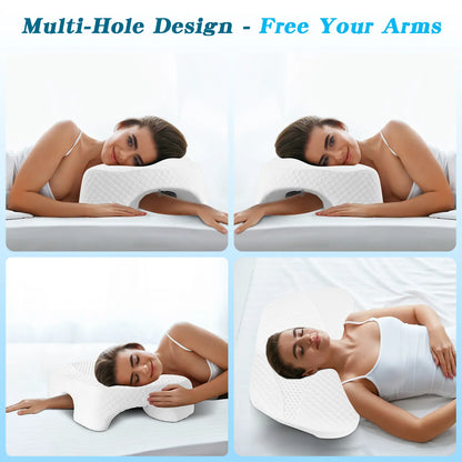 SAHEYER Contoured Supportive Premium Memory Foam Pillow for Side Sleepers - Multi-Angle Armholes, Arm Tunnel, Ergonomic Neck Design, Shoulder Relief, Home Bedding Essential,Sohochicl