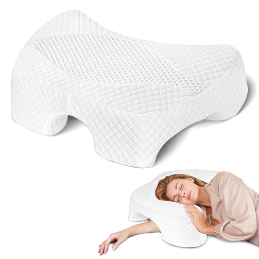SAHEYER Contoured Supportive Premium Memory Foam Pillow for Side Sleepers - Multi-Angle Armholes, Arm Tunnel, Ergonomic Neck Design, Shoulder Relief, Home Bedding Essential,Sohochicl