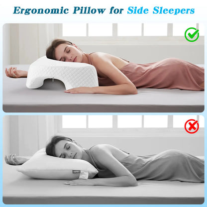 SAHEYER Contoured Supportive Premium Memory Foam Pillow for Side Sleepers - Multi-Angle Armholes, Arm Tunnel, Ergonomic Neck Design, Shoulder Relief, Home Bedding Essential,Sohochicl