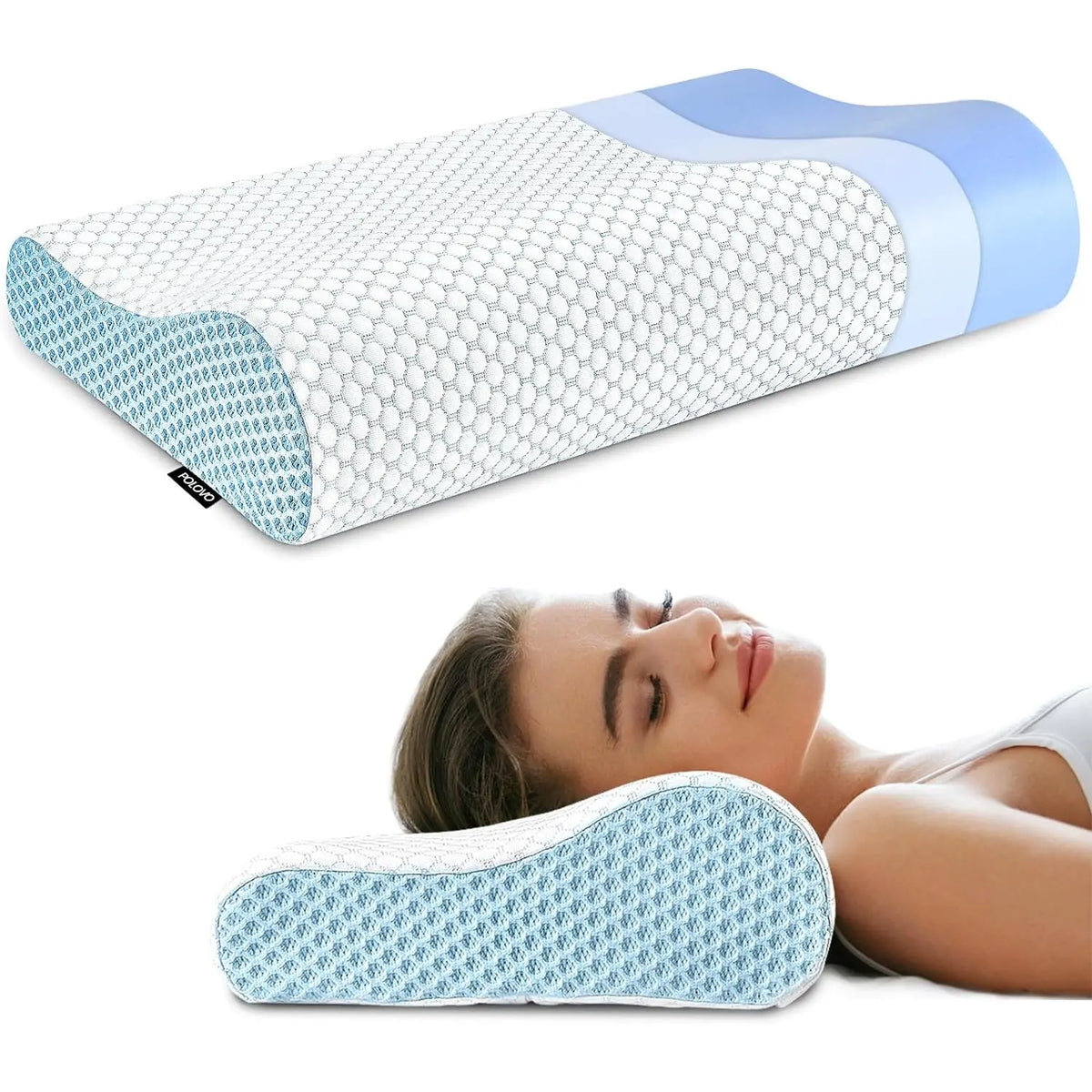 Neck Pillow Contour Memory Foam Pillows for Pain Relief Bed Pillow for Sleeping, Ergonomic Pillow for Neck and Shoulder Pain, Orthopedic Cervical Pillow for Side Back Stomach Sleeper Polovo