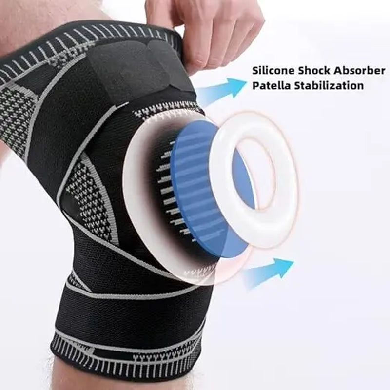 OLLAS Knee Braces, 2-Pack, Knee Support Compression Sleeves, Fitness Sports Knee Braces, Women'S & Men'S Compression Suitable for Running, Fitness, Basketball