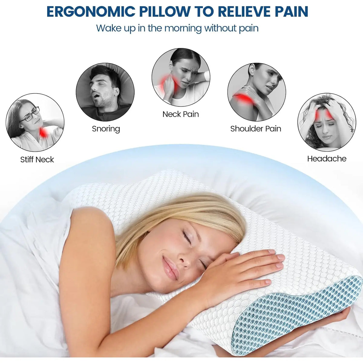Neck Pillow Contour Memory Foam Pillows for Pain Relief Bed Pillow for Sleeping, Ergonomic Pillow for Neck and Shoulder Pain, Orthopedic Cervical Pillow for Side Back Stomach Sleeper Polovo