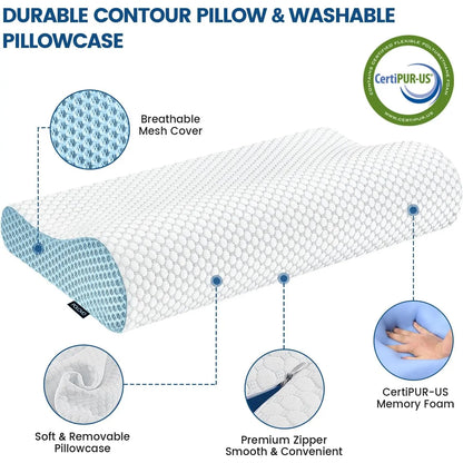 Neck Pillow Contour Memory Foam Pillows for Pain Relief Bed Pillow for Sleeping, Ergonomic Pillow for Neck and Shoulder Pain, Orthopedic Cervical Pillow for Side Back Stomach Sleeper Polovo