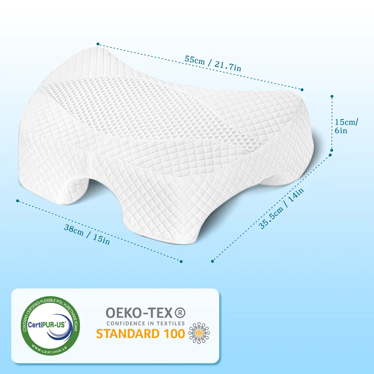 SAHEYER Contoured Supportive Premium Memory Foam Pillow for Side Sleepers - Multi-Angle Armholes, Arm Tunnel, Ergonomic Neck Design, Shoulder Relief, Home Bedding Essential,Sohochicl