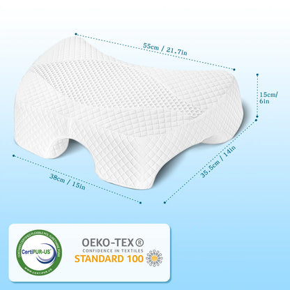 SAHEYER Contoured Supportive Premium Memory Foam Pillow for Side Sleepers - Multi-Angle Armholes, Arm Tunnel, Ergonomic Neck Design, Shoulder Relief, Home Bedding Essential,Sohochicl