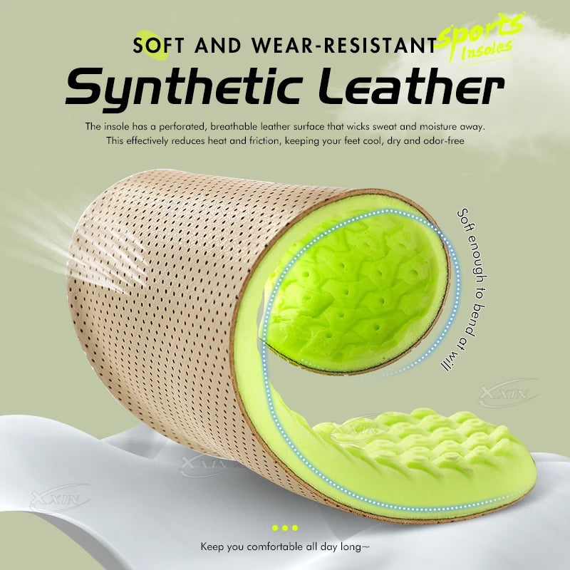 【Xxin】Arch Support Shoe Insole Elastic Sports Shock Absorbing Insoles Genuine Cowhide Insole Size 35-46