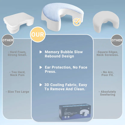 Ergonomic Adult Side Sleeper Pillow with Arm Hole Design & Concave Core, Cooling 17"X21" Blue Bedding, Neck Pain Relief, Facial Relief, Improves Breathing, Relieves Shoulder/Knee Pain, Detachable Cover (Bed/Sofa Use)