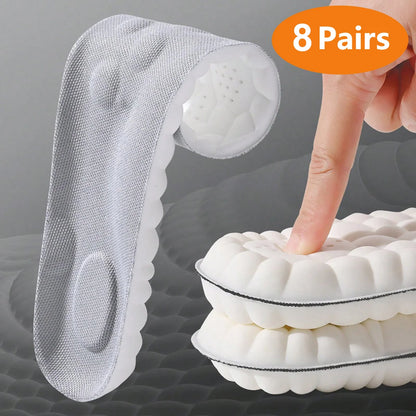 1/2/4Pairs Latex Sport Insoles Soft High Elasticity Shoe Pads Orthotic Breathable Shock Absorption Cushion Arch Support Insole